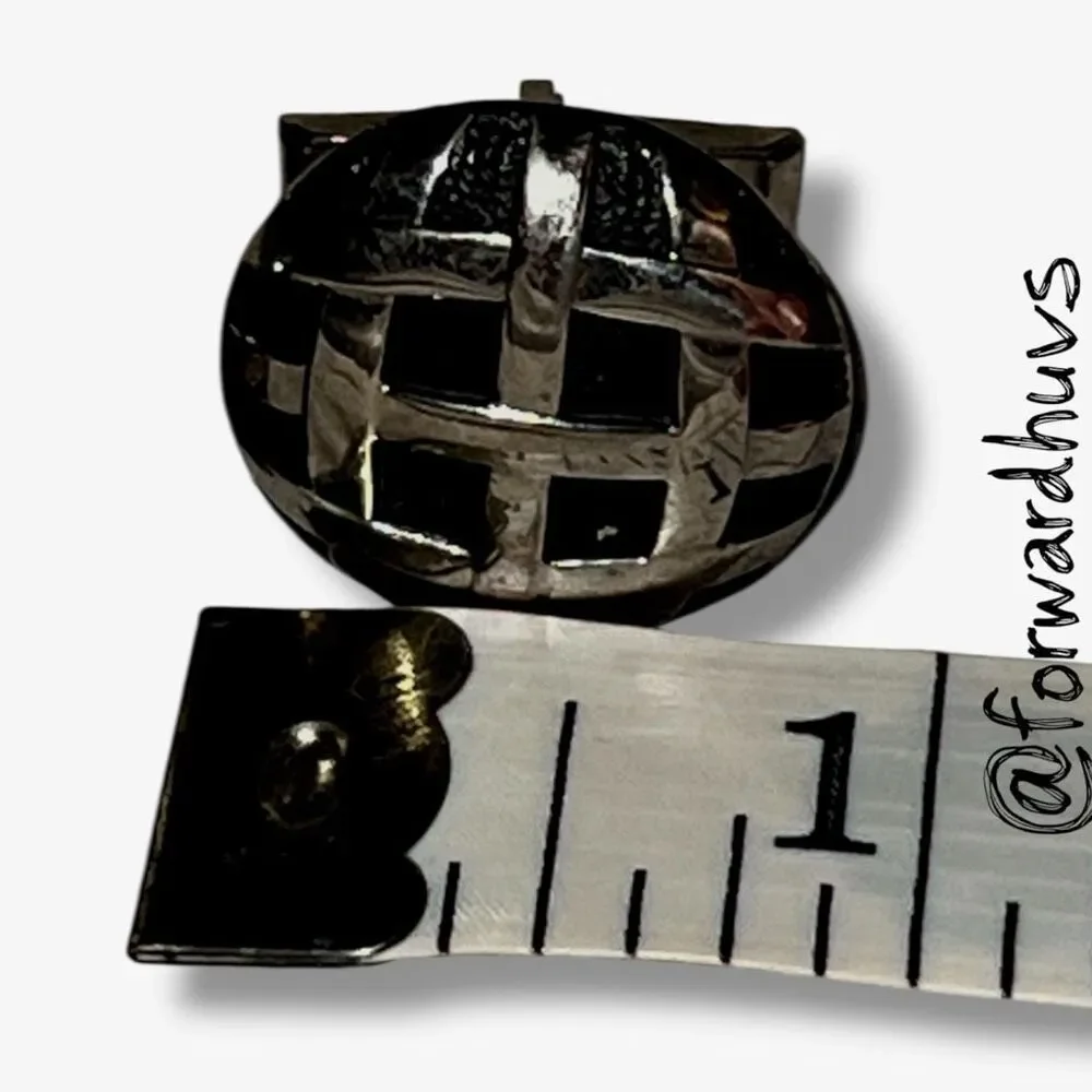 Silver Tone Vintage Basket‑Weave Cufflinks – 3/4”